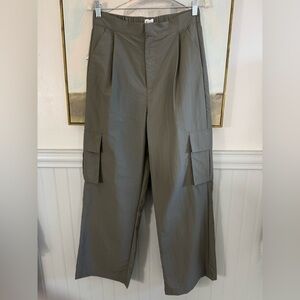 WILO The Label Anthropologie Parachute Wide Leg Cargo Pants Olive NWT Size S